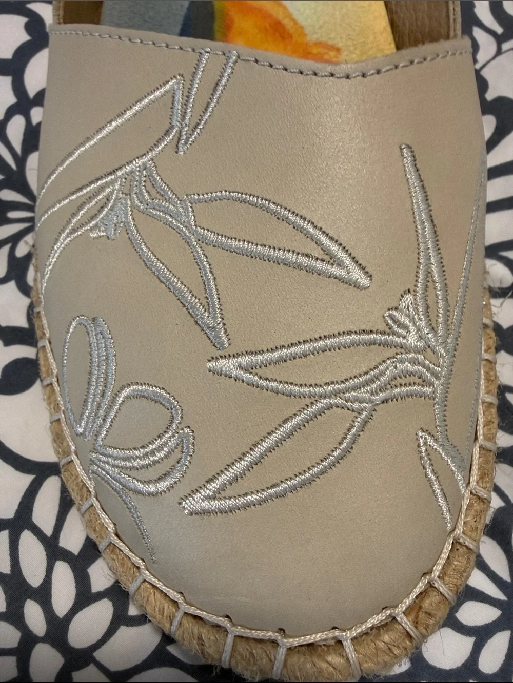 Neutral Beige Embroidered Espadrille Flats by Olukai